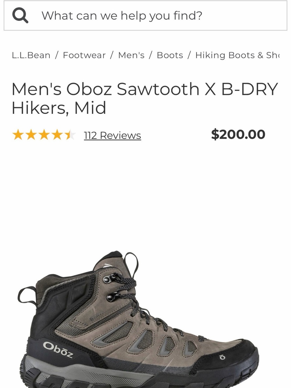 Oboz Sawtooth X B-DRY Mid Hiking Boots for Men — Gray/Black